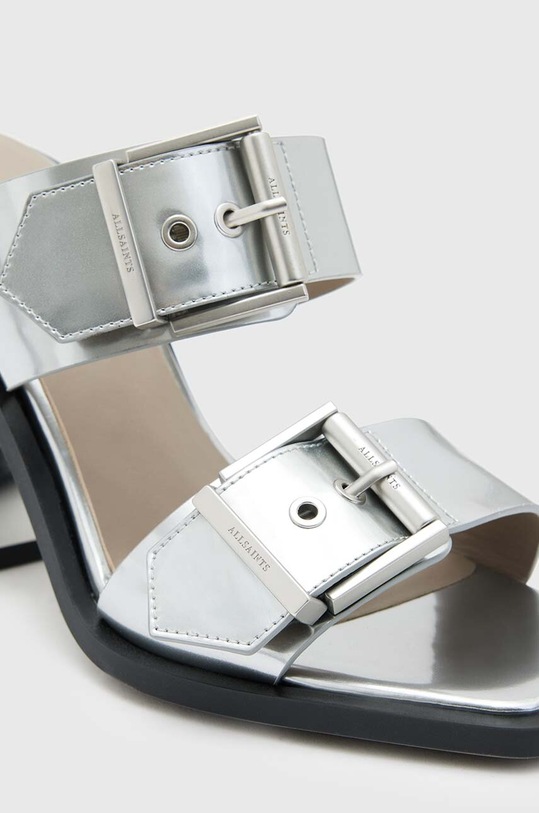 AllSaints klapki skórzane Camille Mule srebrny WF719Z