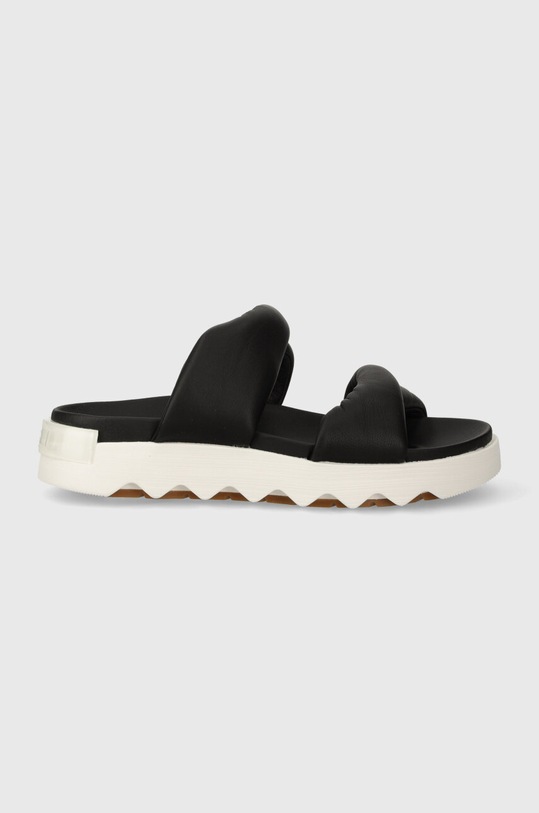 Sorel klapki skórzane VIIBE TWIST SLIDE 2039961010 czarny SS24