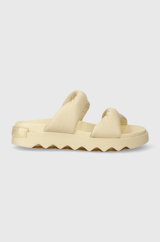 Sorel klapki skórzane VIIBE TWIST SLIDE 2039961292 beżowy SS24
