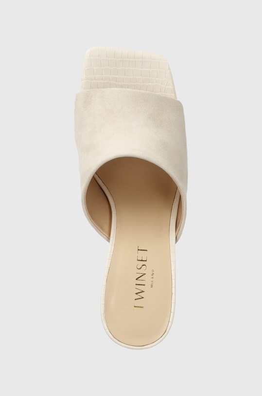 Twinset klapki zamszowe beżowy 241TCT020.07222