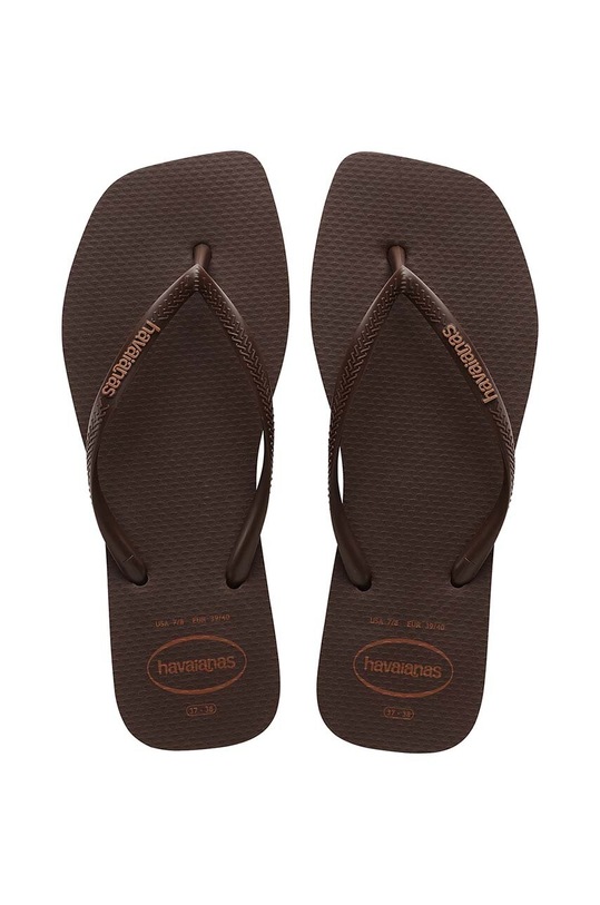Σαγιονάρες Havaianas SQUARE LOGO POP UP φλατ καφέ 4148959.0727
