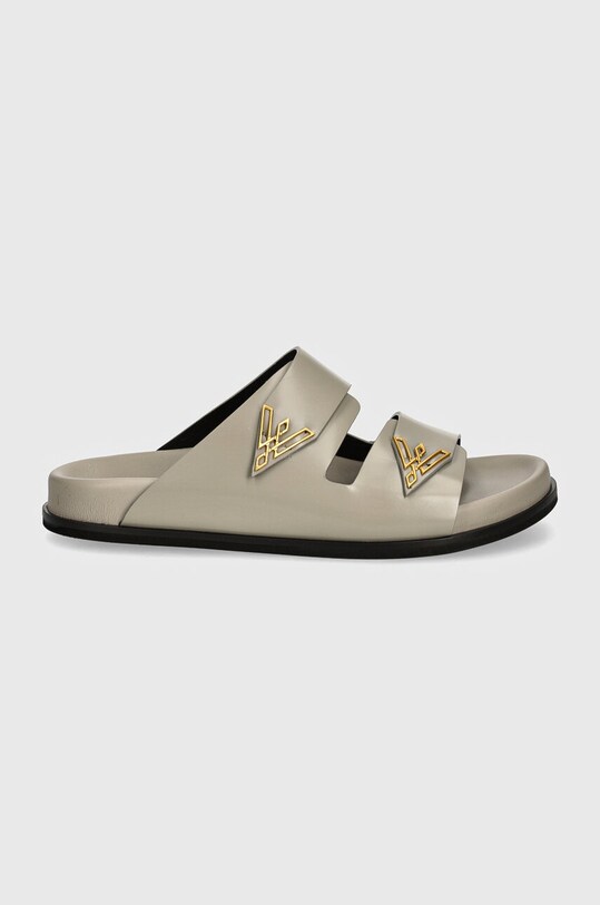 Vanda Novak slapi de piele piele patentata gri Sandy.Cristal.Gray