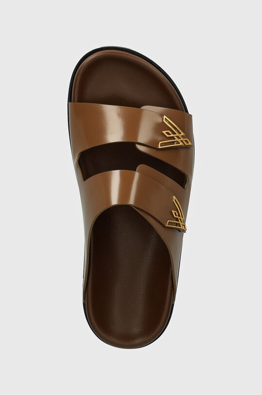 Δερμάτινες παντόφλες Vanda Novak καφέ Sandy.Cristal.Chocolate