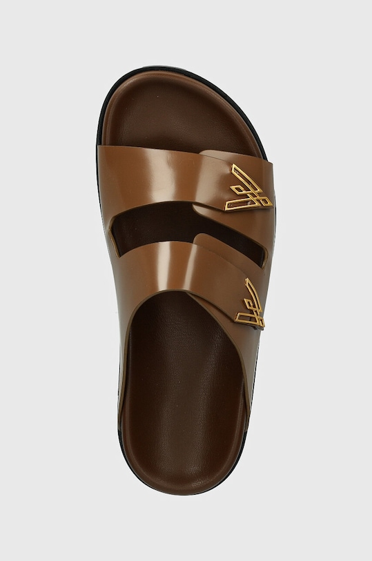 Vanda Novak klapki skórzane Sandy brązowy Sandy.Cristal.Chocolate