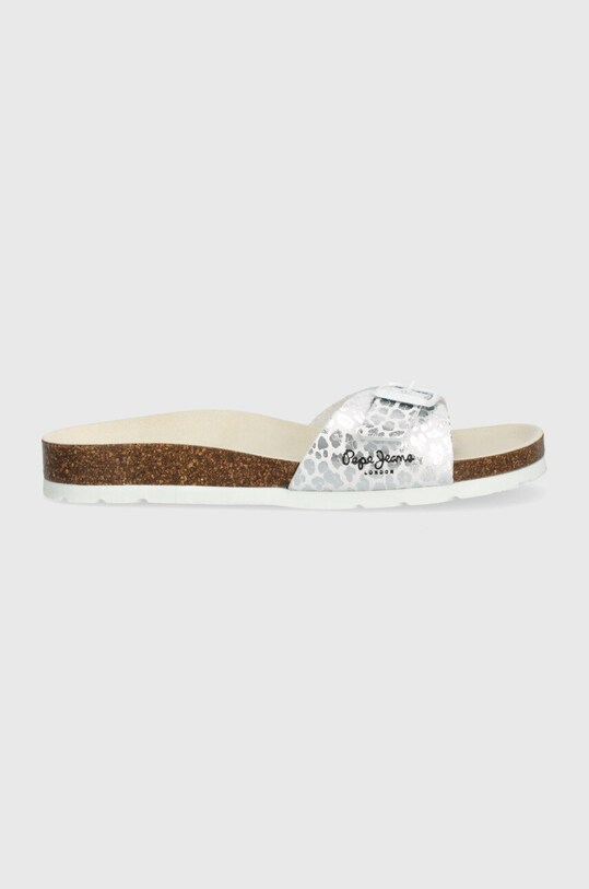 Дитячі шльопанці Pepe Jeans OBAN FUN G імітація лицьової шкіри срібний PGS80003