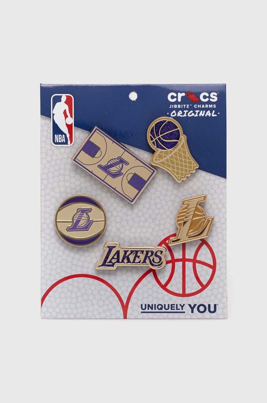 Κονκάρδες για παιδικά παπούτσια Crocs NBA LA Lakers 5-pack χρυσαφί NBA.LA.Lakers.Elevated
