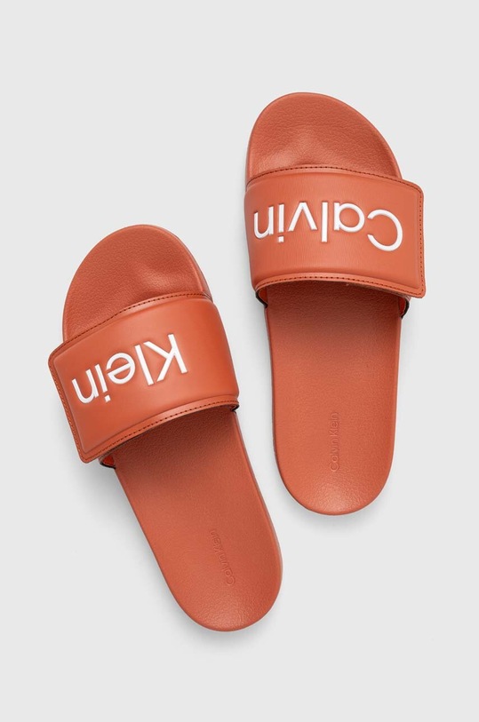 Παντόφλες Calvin Klein POOL SLIDE ADJ πορτοκαλί HM0HM01357