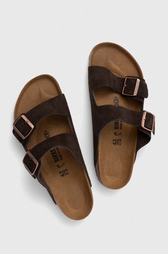 Обувки Велурени чехли Birkenstock Arizona 1027077 кафяв