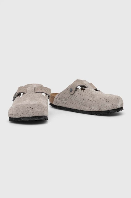 Birkenstock ciabatte slide in camoscio Boston 1027040 grigio SS24