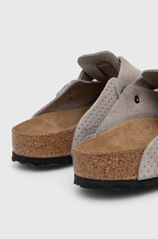 Scarpe Birkenstock ciabatte slide in camoscio Boston 1027040 grigio