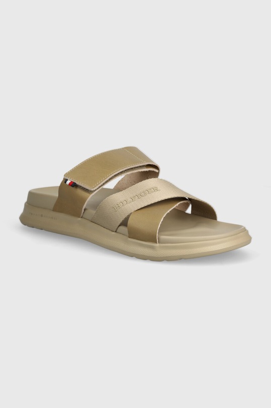 Tommy Hilfiger bőr papucs D DENSITY MIX SANDAL nappa bőr bézs FM0FM05004