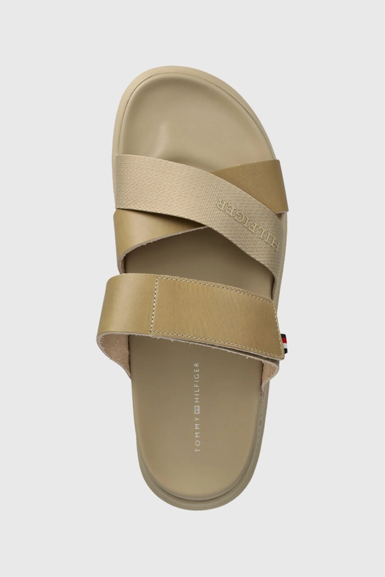 Шкіряні шльопанці Tommy Hilfiger D DENSITY MIX SANDAL бежевий FM0FM05004