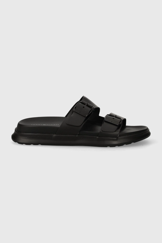 Boty Kožené pantofle Tommy Hilfiger D DENSITY BUCKLE SANDAL FM0FM05005 černá