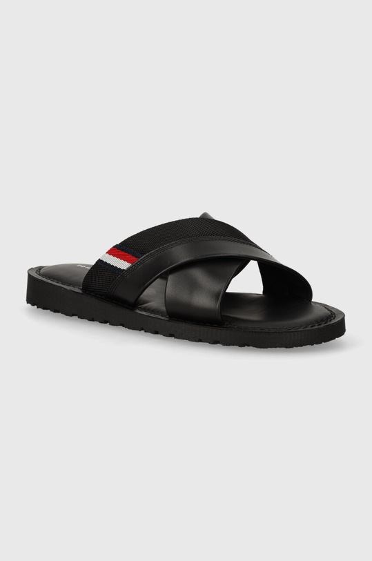 Tommy Hilfiger klapki skórzane CORE LTH CRISS C SANDAL tekstylny czarny FM0FM05010