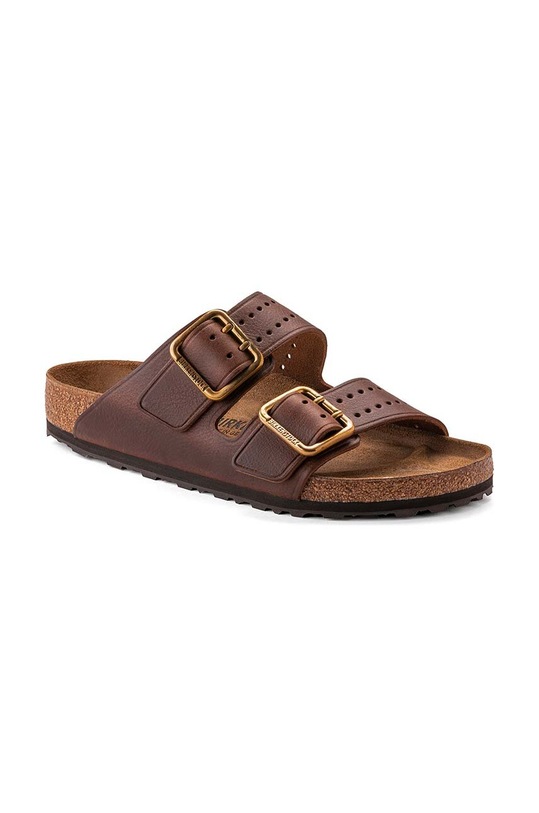 Birkenstock klapki skórzane Arizona Bold Gap 1022605 brązowy AA00