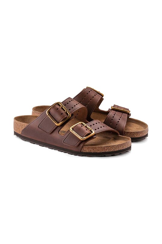Birkenstock slapi de piele Arizona Bold Gap maro 1022605