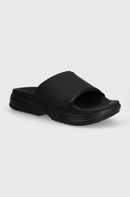 Calvin Klein Jeans papuci CHUNKY COMF SLIDE MINIMAL RAW negru YM0YM00956