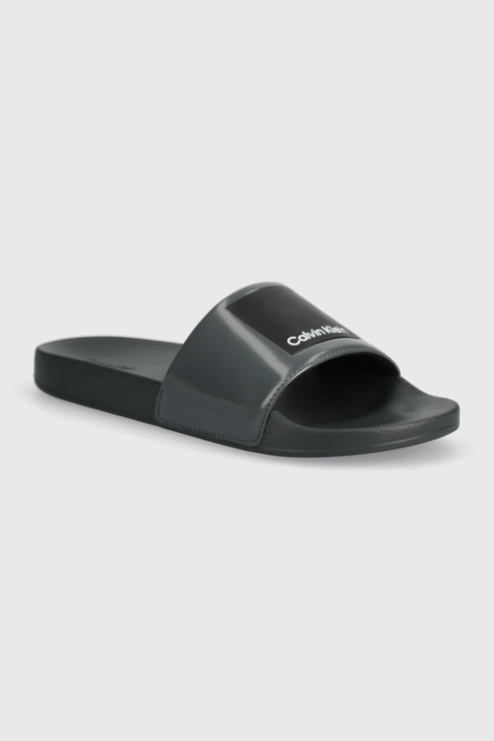 Calvin Klein klapki POOL SLIDE HF LOGO szary HM0HM01466