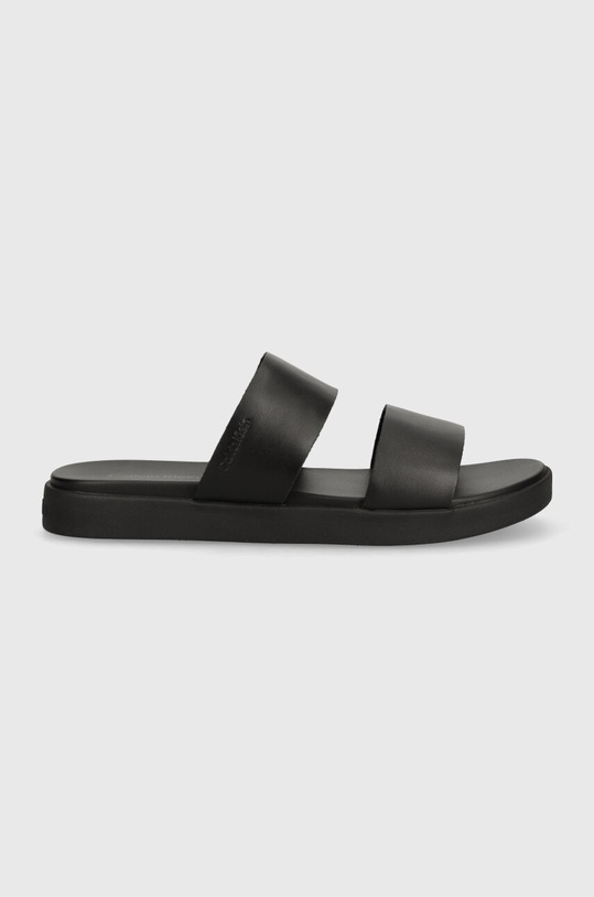 Kožené pantofle Calvin Klein DOUBLE STRAP HM0HM01414 černá SS24