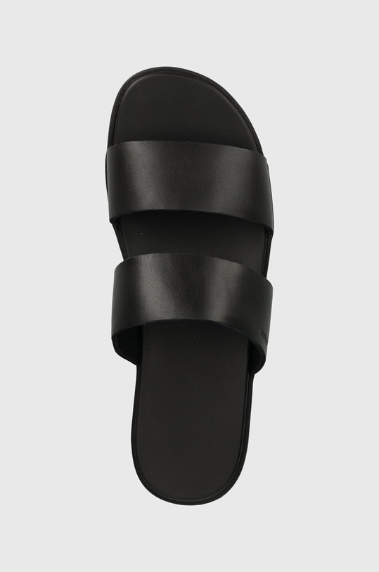 Kožené pantofle Calvin Klein DOUBLE STRAP černá HM0HM01414