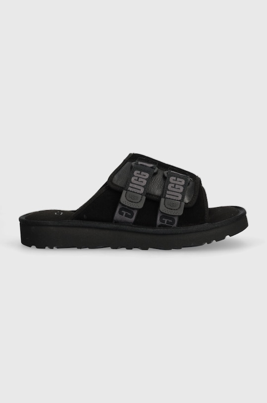 UGG klapki skórzane Goldencoast Strap Slide skóra zamszowa czarny 1142730.BLK