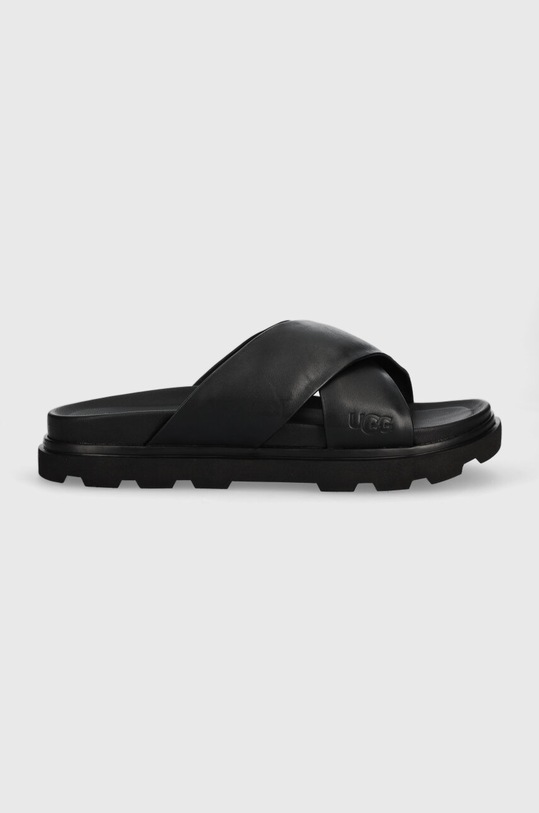 UGG klapki skórzane Capitola Cross Slide czarny 1153076.BLK