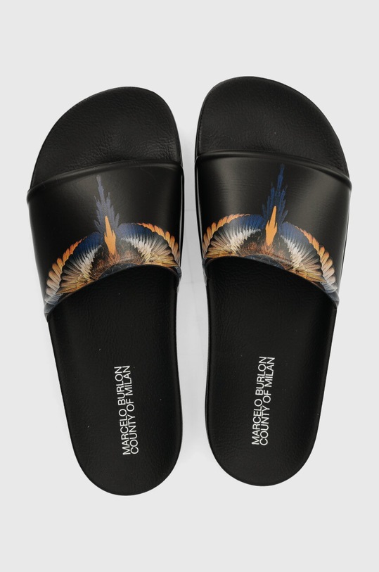 Marcelo Burlon papuci Icon Wings Sliders negru CMIC001S24PLA0011026