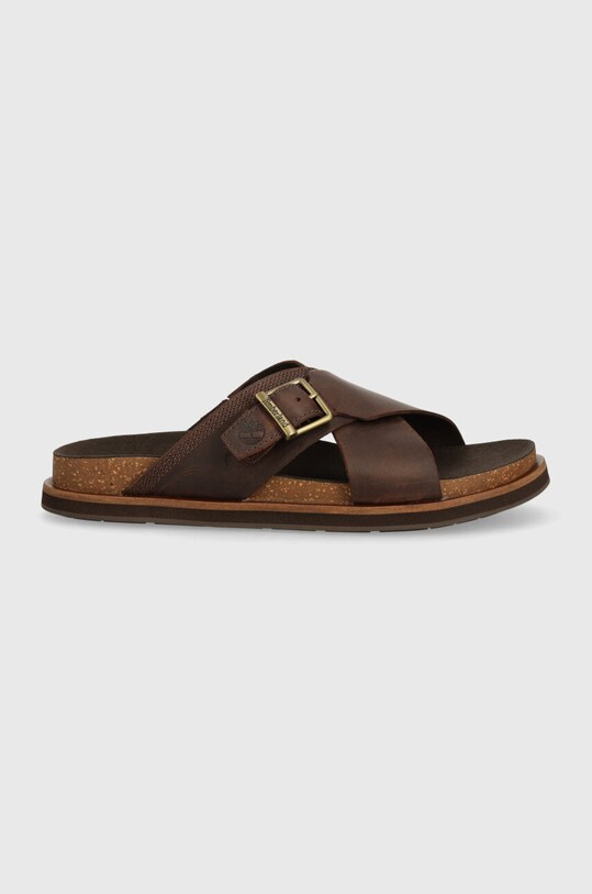 Шкіряні шльопанці Timberland Amalfi Vibes TB0A41A1V131 коричневий SS24