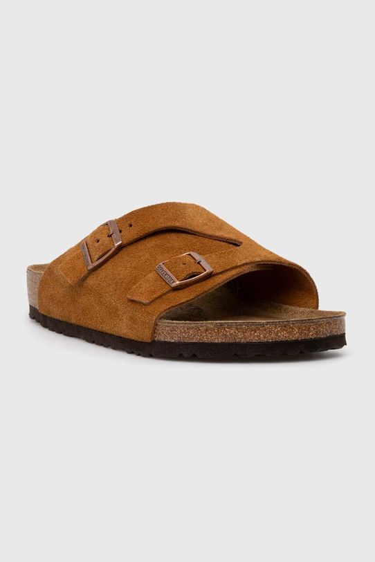 Birkenstock papuci din piele Zürich 1023842 maro SS24