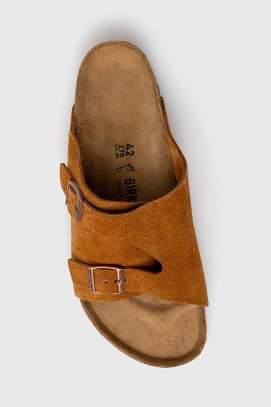 Birkenstock papuci din piele Zürich maro 1023842