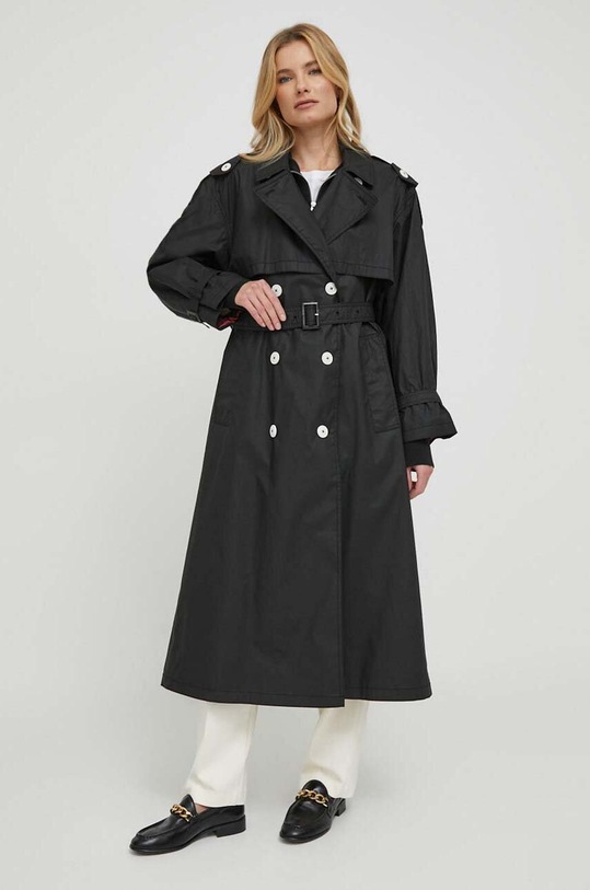 Tommy Hilfiger pamut trencskabát nem szigetelt fekete WW0WW40483