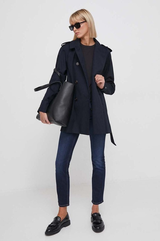 Tommy Hilfiger trencz bawełniany WW0WW40481 granatowy SS24