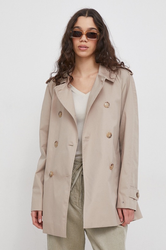 Bavlněný trenčkot Tommy Hilfiger béžová WW0WW40481