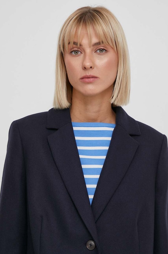 Вовняне пальто Tommy Hilfiger темно-синій WW0WW41662