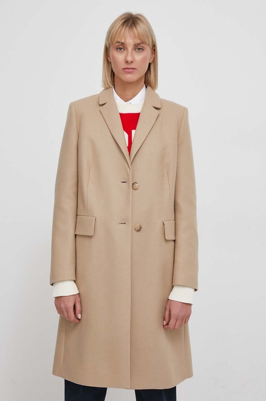 Vuneni kaput Tommy Hilfiger vuna bež WW0WW41662