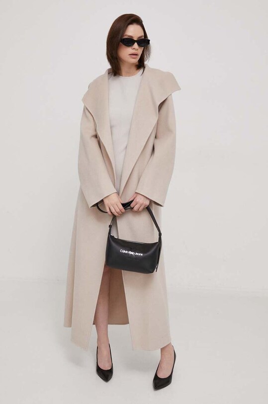 Vlnený kabát Calvin Klein sivá K20K206746