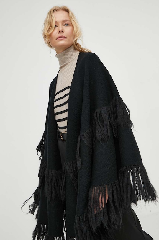 Шерстяное пончо By Malene Birger чёрный Q72091002