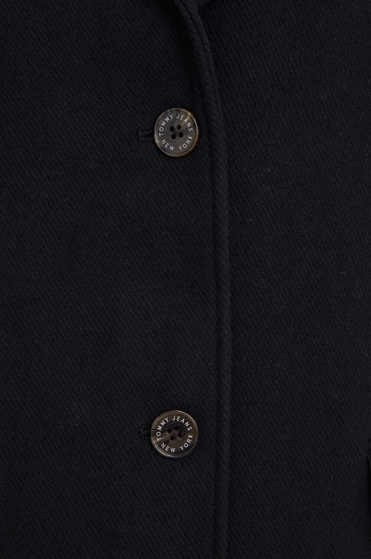 Tommy Jeans płaszcz z domieszką wełny czarny DW0DW17232