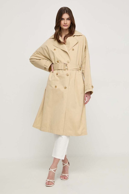 Хлопковое пальто Patrizia Pepe без подкладки бежевый 8O0102.AK55