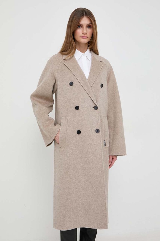 Odzież Karl Lagerfeld płaszcz wełniany 240W1500 beżowy