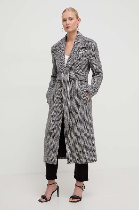 Шерстяное пальто Karl Lagerfeld чёрный 240W1502
