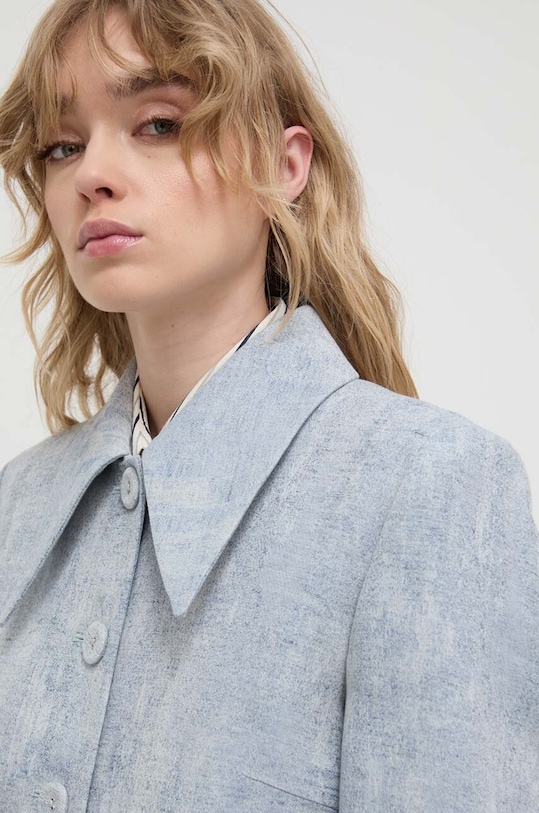 Kabát s lněnou směsí Tiger Of Sweden Alaria S72199001 modrá