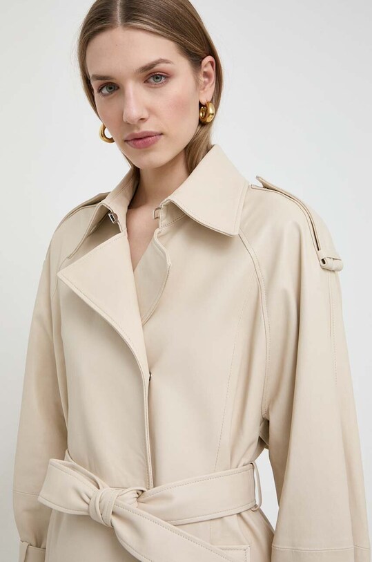 Kožený kabát Ivy Oak IO118021 béžová