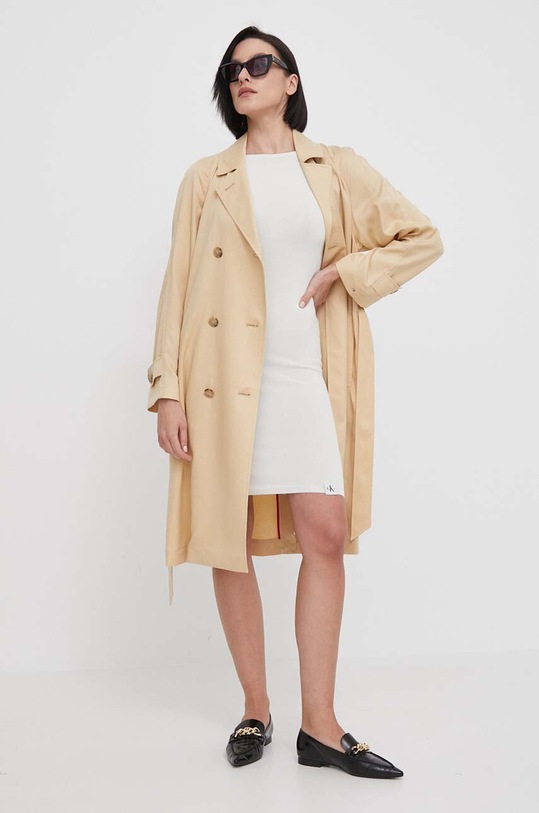 Trench kabát Tommy Hilfiger WW0WW41900 béžová SS24