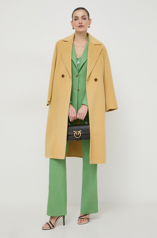 Μάλλινο παλτό Marella 2413011021200 κίτρινο SS24