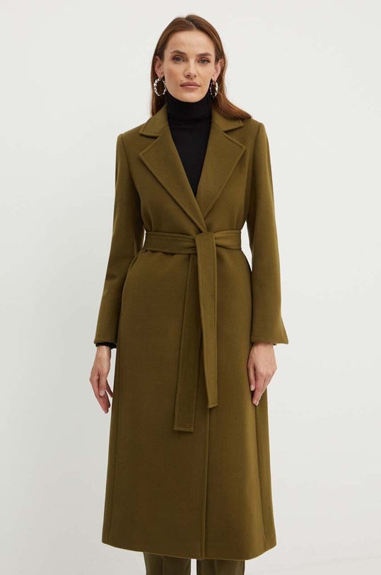 Vlnený kabát MAX&Co. bez kapucne zelená 2416011011200