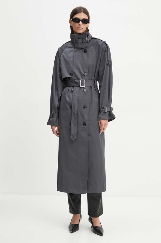 Trench kabát Gestuz bez kapuce šedá 10908742