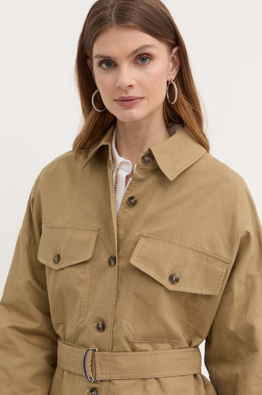 Kabát s prímesou ľanu Weekend Max Mara béžová 2415041082600