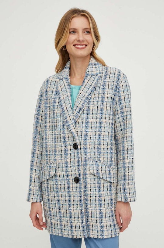 Sisley płaszcz z domieszką wełny bez kaptura niebieski 2LRSLN03X
