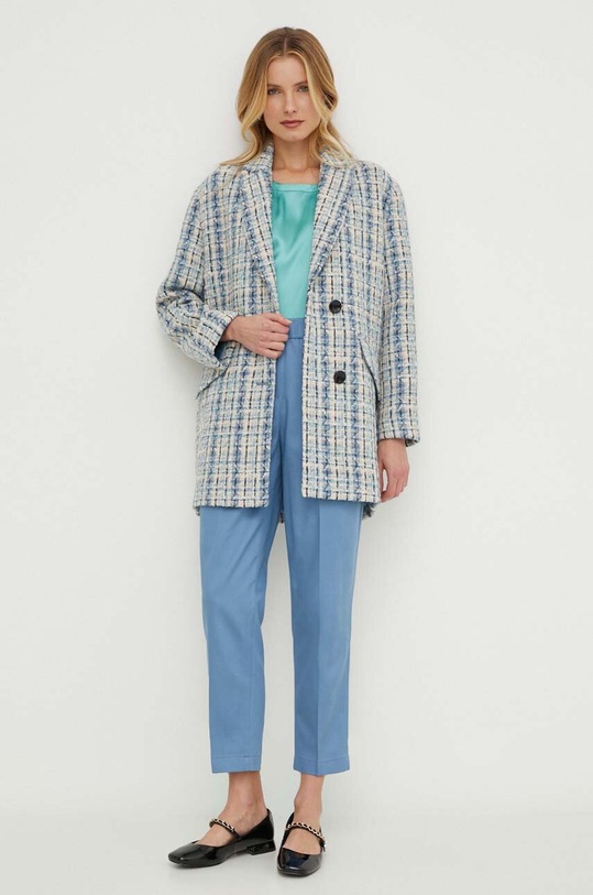 Sisley płaszcz z domieszką wełny 2LRSLN03X niebieski SS24